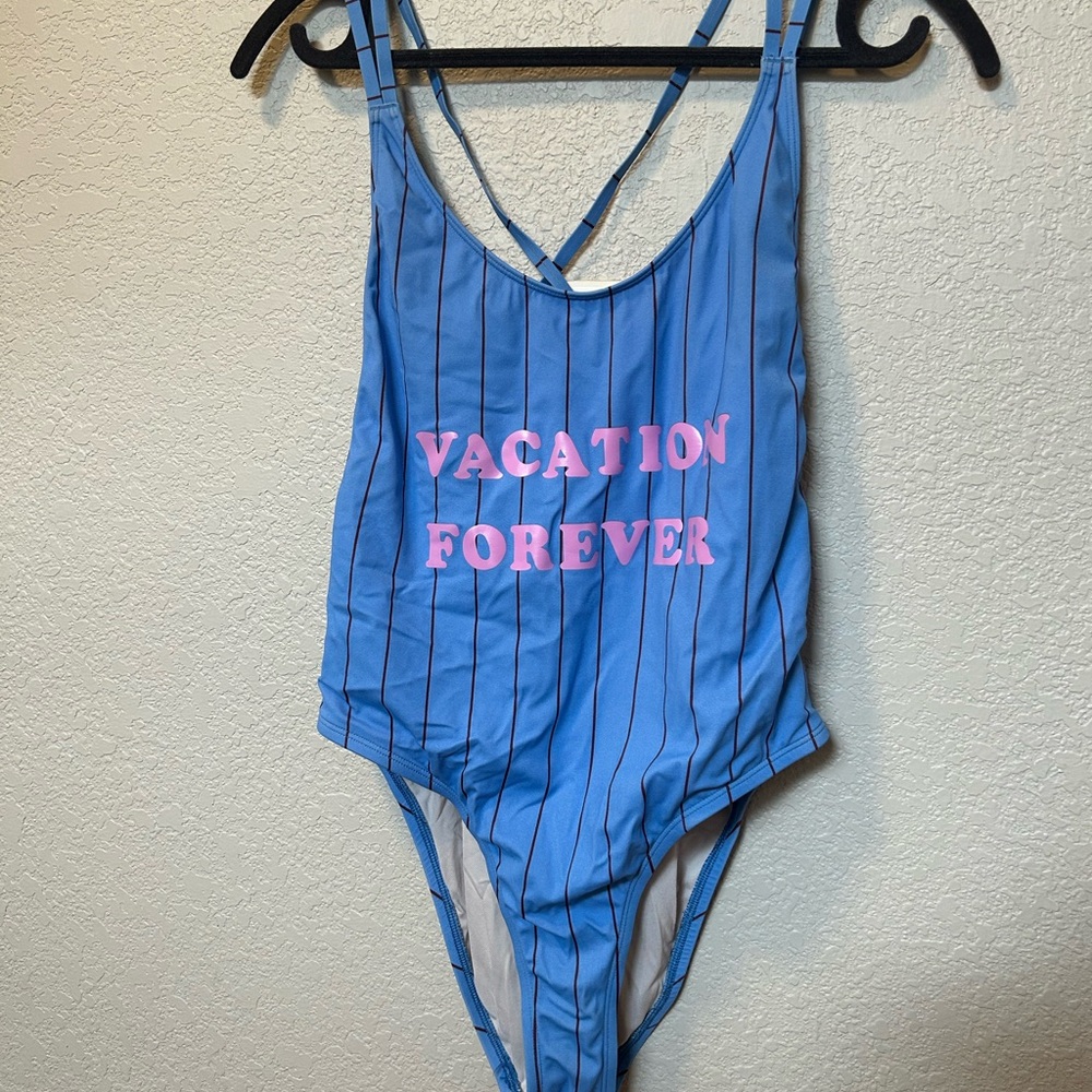 Blue Striped One-Piece Swimsuit